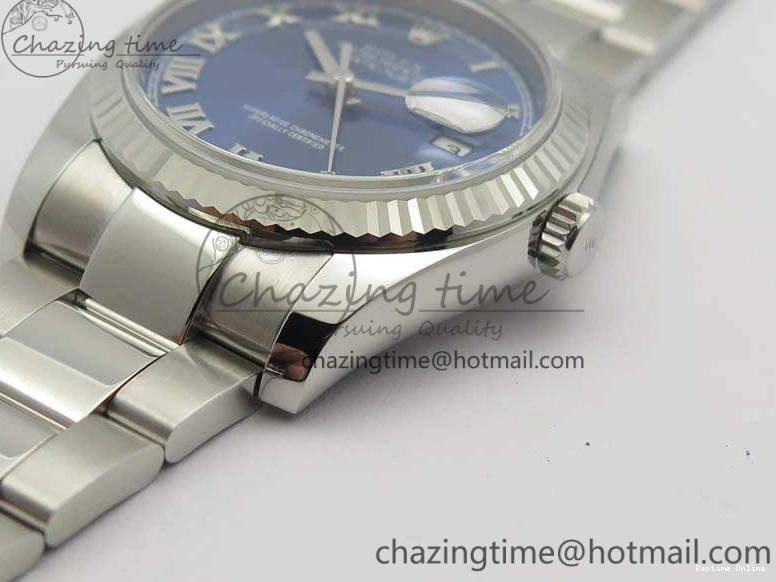 0211 DateJust 36mm SS 116234 ARF 1:1 Best Edition Blue Roman Dial Fluted On 904L SS Oyster Bracelet SA Supportive 3516